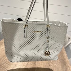 Michael Kors white leather tote